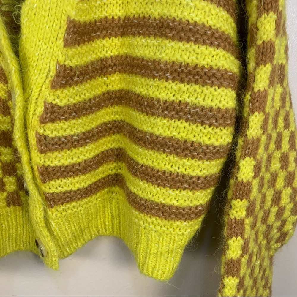 ZARA Bloggers Fav Jacquard Combination Chunky Cropped Cardigan Knit - Picture 5 of 11